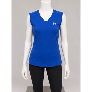 Under Armour HeatGear Royal Blue V-Neck Compression Tank Top Large RN 96510